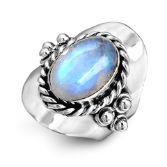 Boho Moonstone Ring Sterling Silver