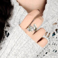 Boho Feather Silver Ring