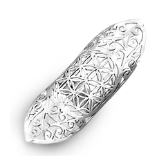 Full Finger Statement Sterling Silver Ring Flower of Life Symbol