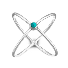 Criss Cross Ring with Turquoise Sterling Silver