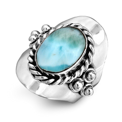 Larimar Sterling Silver Boho Ring for Women