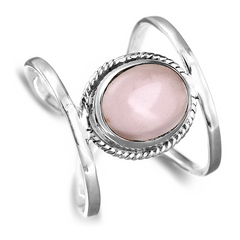 Big Rose Quartz Sterling Silver Ring