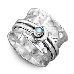 Moon and Moonstone Spinner Ring Sterling Silver