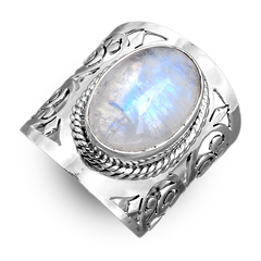 Large Moonstone Filigree Ring