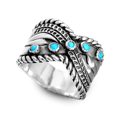 Bohemian Turquoise Ring Sterling Silver