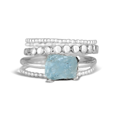 Aquamarine Stacking Ring Set Sterling Silver