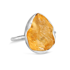 Raw Stone Citrine Ring Sterling Silver