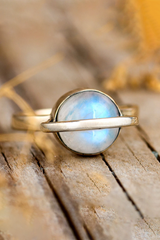 Saturn Moonstone Ring Sterling Silver