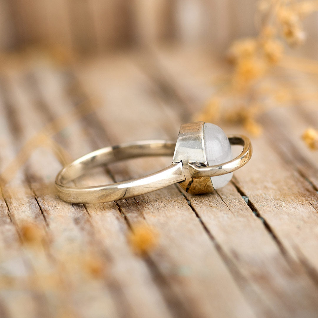 Saturn Moonstone Ring Sterling Silver