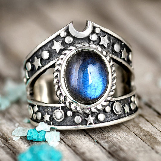 Celestial Labradorite Ring Sterling Silver