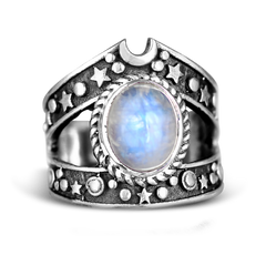 Celestial Moonstone Ring Sterling Silver