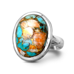 Oyster Copper Turquoise Ring Sterling Silver