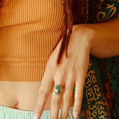 Oyster Copper Turquoise Ring Sterling Silver