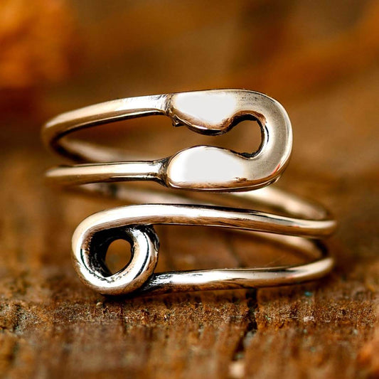 Safety Pin Ring Sterling Silver