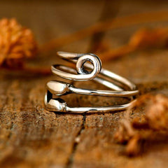 Safety Pin Ring Sterling Silver