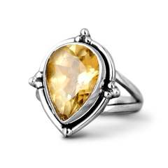 Citrine Teardrop Ring Sterling Silver