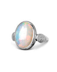 Opal Leaf Ring Sterling Silver