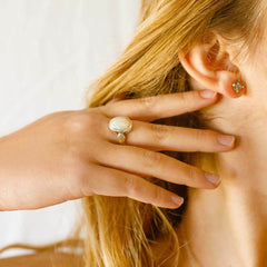 Opal Leaf Ring Sterling Silver