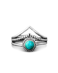 Chevron Turquoise Stone Ring Sterling Silver