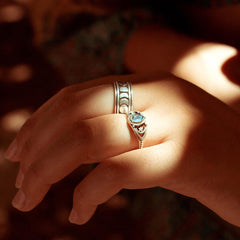 Labradorite Stars and Moon Ring