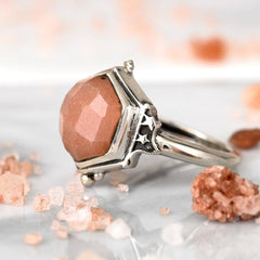 Peach Moonstone Celestial Ring