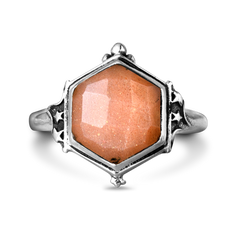 Peach Moonstone Celestial Ring