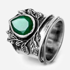 Leaves Onyx Fidget Ring