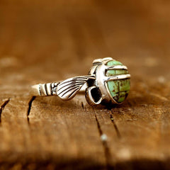 Egyptian Scarab Ring with Turquoise