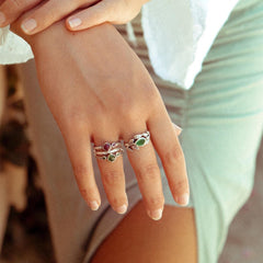 Ruby and Emerald Stackable Ring Set