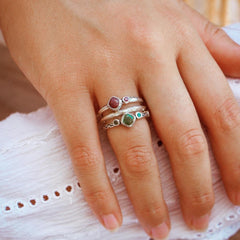 Ruby and Emerald Stackable Ring Set