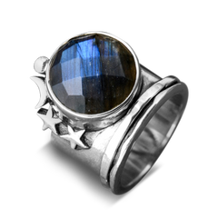 Labradorite Stars and Moon Fidget Ring