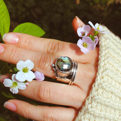 Labradorite Stars and Moon Fidget Ring