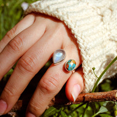 Oyster Copper Turquoise and Moonstone Ring