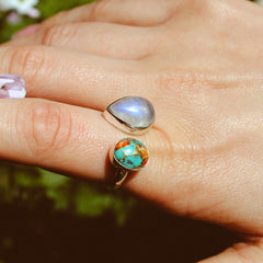 Oyster Copper Turquoise and Moonstone Ring