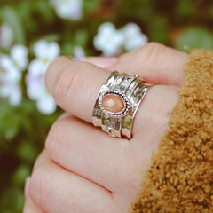 Peach Moonstone Celestial Fidget Ring