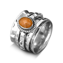 Peach Moonstone Celestial Fidget Ring