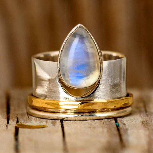 Moon and Moonstone Fidget Ring