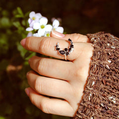 Black Onyx Moon Ring