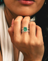 Raw Green Aventurine Silver Stacking Ring Set