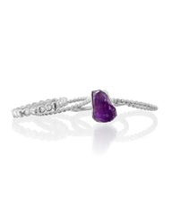 Raw Amethyst Silver Stacking Ring Set