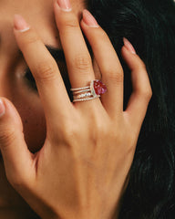 Raw Strawberry Quartz Silver Stacking Ring Set