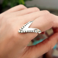 Full Finger Chevron Thumb Ring Sterling Silver