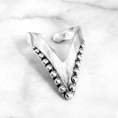 Full Finger Chevron Thumb Ring Sterling Silver