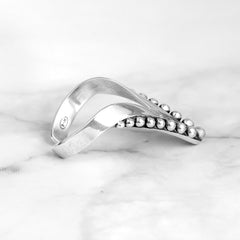 Full Finger Chevron Thumb Ring Sterling Silver