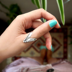 Full Finger Chevron Thumb Ring Sterling Silver