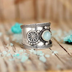 Boho Aquamarine Ring Sterling Silver