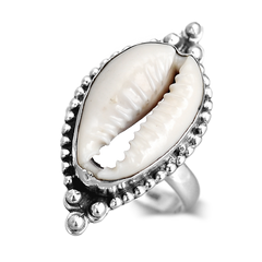 Cowrie Shell Boho Ring Sterling Silver