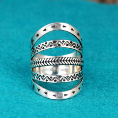 Boho Full Finger Ring Sterling Silver