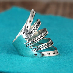 Boho Full Finger Ring Sterling Silver