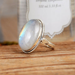 Sterling Silver Rainbow Moonstone Ring